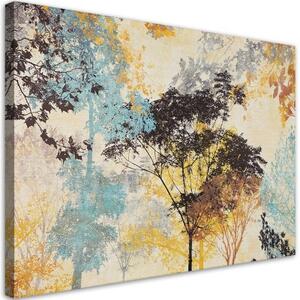 Obraz na plátně, Abstrakce barevných stromů - 60x40 cm