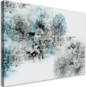 Obraz na plátně, Abstrakce modrých květin - 120x80 cm