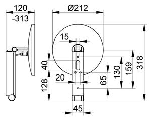 Keuco iLook_move - Kozmetické zrkadlo s osvetlením Ø 212 mm, kartáčovaný čierny chróm 17612139004