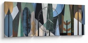 Obraz - Prírodná geometrická abstrakcia II. (s hodinami) (90x30 cm)