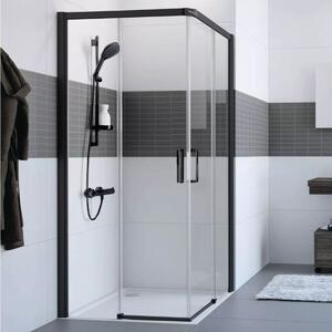 Hüppe Classics 2 EasyEntry - Posuvné dvere rohový vstup 2-dielny (1/2) 800x2000 mm, upevnenie vľavo, Black Edition, číre sklo s Anti-Plaque C25101.123.322