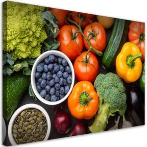 Obraz na plátně, Čerstvá zelenina a ovoce - 100x70 cm
