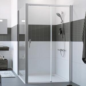 Hüppe Classics 2 EasyEntry - Posuvné dvere 1-dielne s pevným segmentom 2000x1200 mm, upevnenie vpravo, strieborná pololesklá, číre sklo s Anti-Plaque C25609.069.322