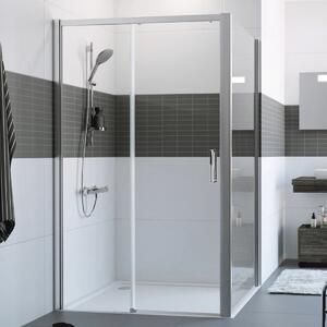 Hüppe Classics 2 EasyEntry - Posuvné dvere 1-dielne s pevným segmentom 2000x1200 mm, upevnenie vľavo, strieborná pololesklá, číre sklo s Anti-Plaque C25309.069.322