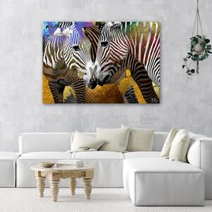 Obraz na plátně, Abstraktní zvířata zebra - 60x40 cm