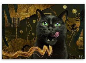 Obraz na plátně, Abstrakce zlata černé kočky - 60x40 cm