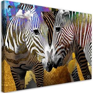 Obraz na plátně, Abstraktní zvířata zebra - 60x40 cm
