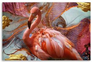 Obraz na plátně, Růžová flamingo abstrakce - 60x40 cm