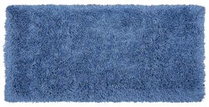 Vysoko vlasový koberec Shaggy Area, masívny modrý polyester, obdĺžnikový, 80x 150 cm