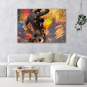 Obraz na plátně, Africká žena Abstrakce květin - 60x40 cm