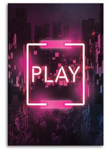 Obraz na plátně, Pink Play Inscription pro hráče - 40x60 cm