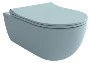 Bocchi V-Tondo - Závesné WC 545x360 mm Rimless + slim sedátko, SoftClose - SET, ľadovo modrá matná