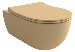Bocchi V-Tondo - Závesné WC 545x360 mm Rimless + slim sedátko, SoftClose - SET, kašmírová matná