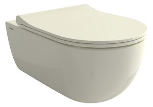 Bocchi V-Tondo - Závesné WC 545x360 mm Rimless + slim sedátko, SoftClose - SET, biscuit lesklá