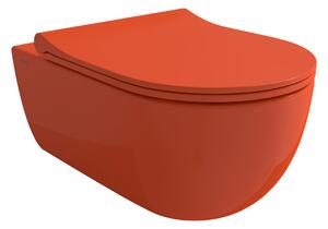 Bocchi V-Tondo - Závesné WC 545x360 mm Rimless + slim sedátko, SoftClose - SET, oranžová lesklá