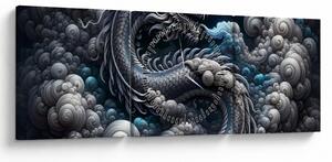 Obraz – Drak v dyme (s hodinami) (90x30 cm)