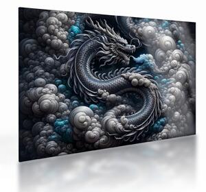 Sklenený obraz – Drak v dyme (70x50 cm)