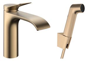 Hansgrohe Vivenis - Páková umývadlová batéria s ručnou sprchou Bidette a sprchovou hadicou 160 cm, kartáčovaný bronz 75210140