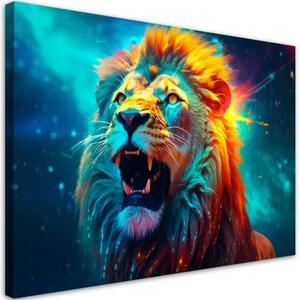 Obraz na plátně, Abstraktní neonový lev AI - 100x70 cm