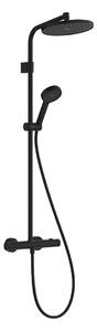 Hansgrohe Activera S - Sprchový systém Showerpipe 240 1jet so sprchovou tyčou Varia s termostatom Ecostat Fine, EcoSmart, čierna matná 28078670