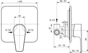 Ideal Standard Cerafine D - Sprchová batéria pod omietku s podomietkovým telesom, chróm A7188AA