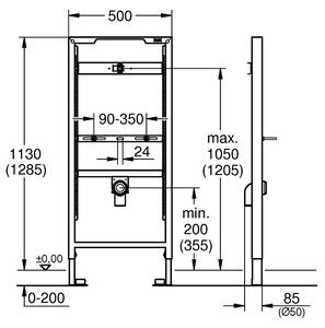 GROHE Rapid SL - Inštalačný modul pre bidet bez príslušenstva, stavebná výška 1130 mm, 38517001