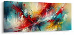 Obraz – Abstrakcia s červenou (120x50 cm)