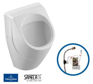 Villeroy & Boch + Sanela - Pisoár s radarovým splachovaním, napájanie 24 V, biela lesklá