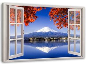 Obraz na plátně Pohled z okna na horu Fudži - 100x70 cm