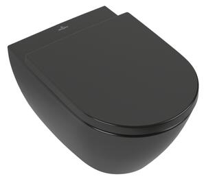 Villeroy & Boch Subway 2.0 - Závesné WC, Rimless, s DirectFlush, Pure Black CeramicPlus 5614R0R7