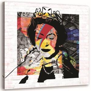 Obraz na plátně Banksy Anglická královna - 40x40 cm