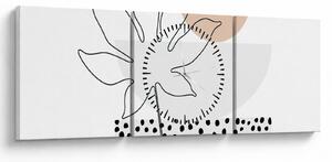 Obraz - Line art kvety N⁰3 (s hodinami) (90x30 cm)
