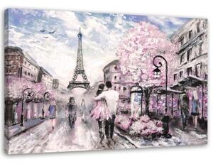 Obraz na plátně Růžový olej Paris City - 120x80 cm