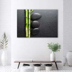 Obraz na plátně Bambusové Zenové Kameny Černá - 60x40 cm
