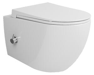 Bocchi Dura - Závesné WC 355x525 mm Rimless + bidetový set + slim sedátko, SoftClose - SET, biela lesklá