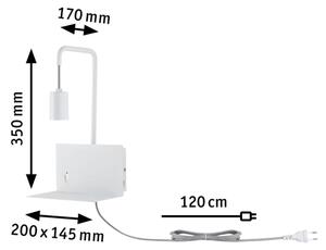 Paulmann 79812 - 1xE27/40W Nástenné svietidlo CALVANI s policou a USB, 230V, biele