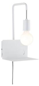 Paulmann 79812 - 1xE27/40W Nástenné svietidlo CALVANI s policou a USB, 230V, biele
