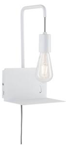 Paulmann 79812 - 1xE27/40W Nástenné svietidlo CALVANI s policou a USB, 230V, biele