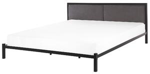 Rám postele čierna kovová posteľ EU super king size 180x200 cm čalúnené čelo roštová základňa minimalistická