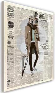 Obraz na plátně Retro noviny Hipster Dog - 40x60 cm