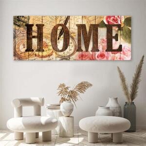 Obraz na plátně Home Retro Květiny Nápis - 90x30 cm