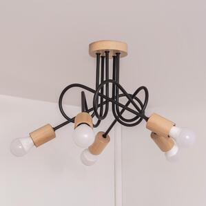 Prisadený luster OXFORD 5xE27/15W/230V borovica/čierna