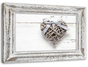 Obraz na plátně Srdce Wood Shabby Chic - 100x70 cm