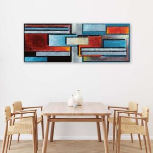 Obraz na plátně Moderní abstraktní modrá červená - 90x30 cm