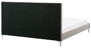 Sivá zamatová čalúnená posteľ 180 x 200 cm s rámom a prešívaným čelom
