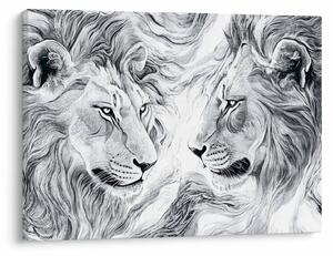 Obraz - Kreslené levie hlavy (70x50 cm)