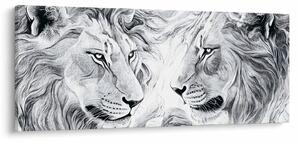 Obraz - Kreslené levie hlavy (120x50 cm)