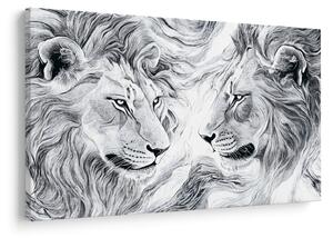 Obraz - Kreslené levie hlavy (90x60 cm)