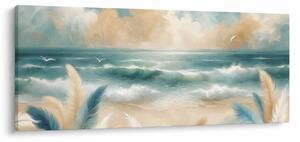 Obraz – Maľovaná pláž v jemných farbách (120x50 cm)