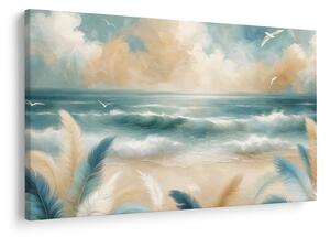 Obraz – Maľovaná pláž v jemných farbách (90x60 cm)
